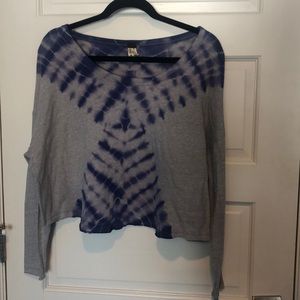 Free People Gray and Purple Long Sleeve